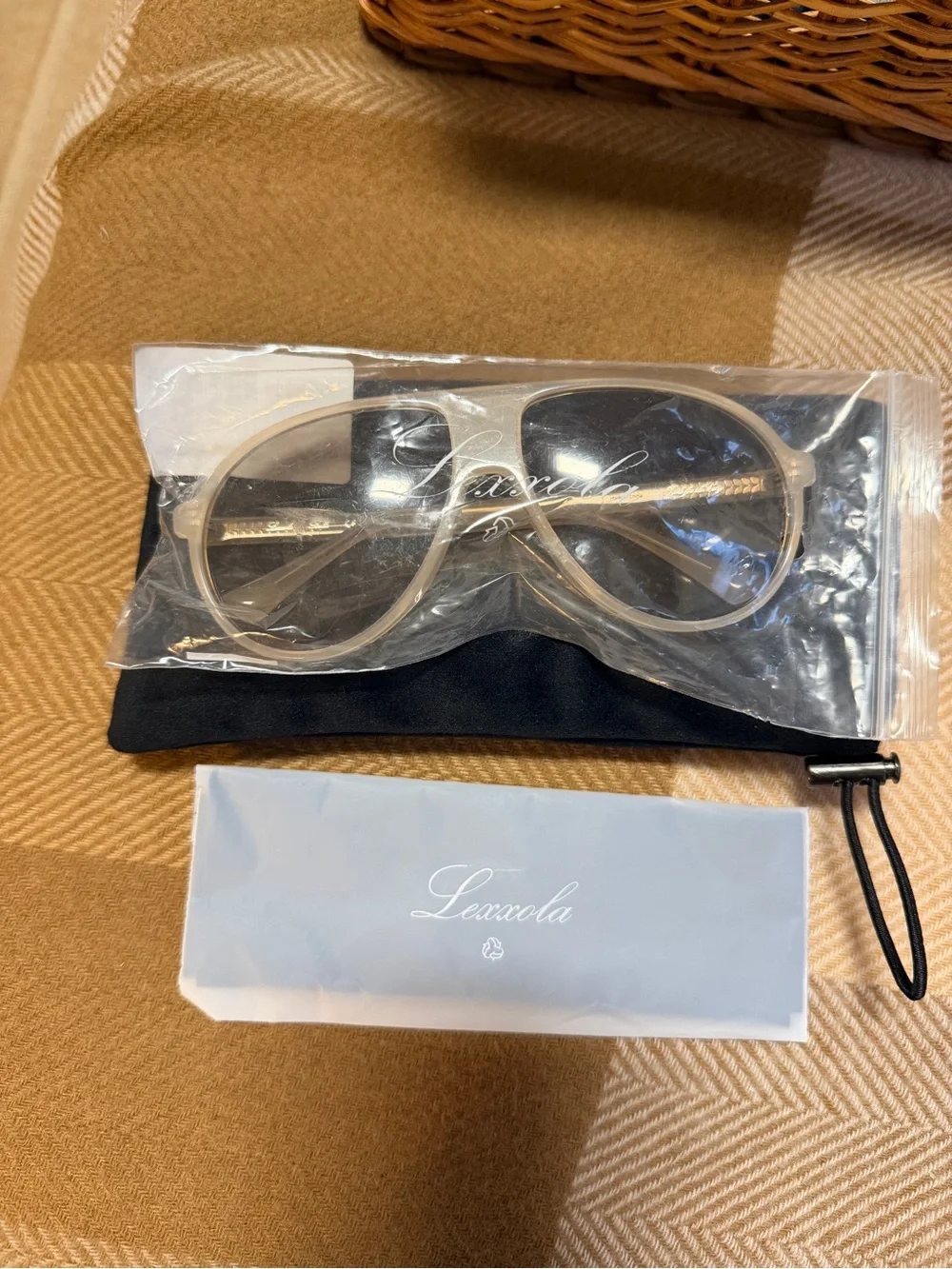 Brand New Lexxola Bone/Tan Aviator Sunglasses with Brown Tinted Lenses